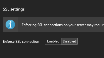 azure enable ssl settings