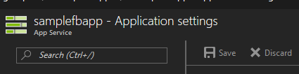 azure app settings save button