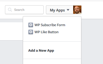 facebook add a new app drop down