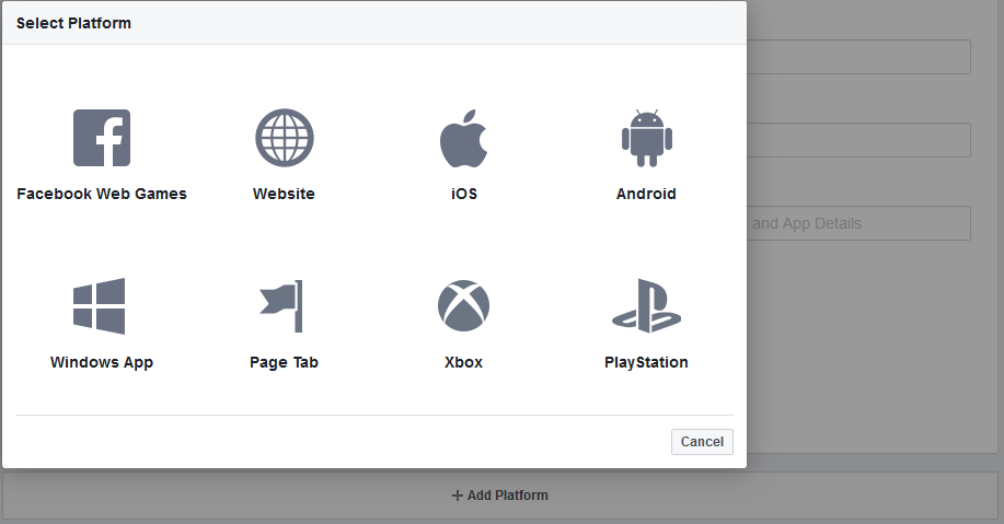 facebook add platform ui