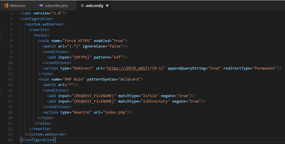 web.config file snapshot